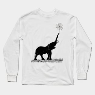 Elefant Holding Dandelion Long Sleeve T-Shirt